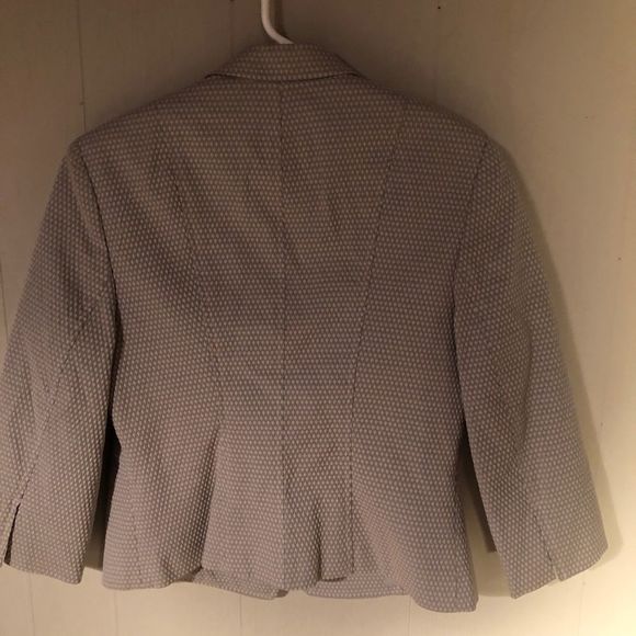 Worth/beige grey plaid tweed button front blazer collared w 4 front pockets - Picture 6 of 7